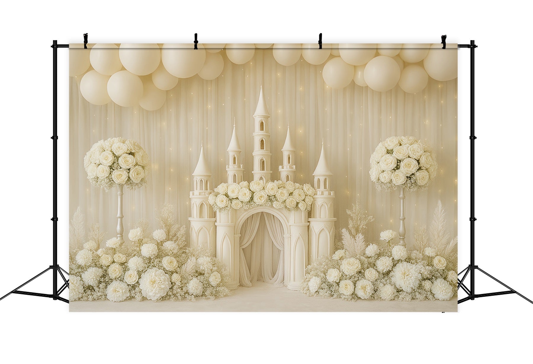 Cake Smash-Fotografie-Fotohintergrund Elfenbeinfarbenes Schloss Blumendream Geburtstag-Studiohintergründe TWW59-229