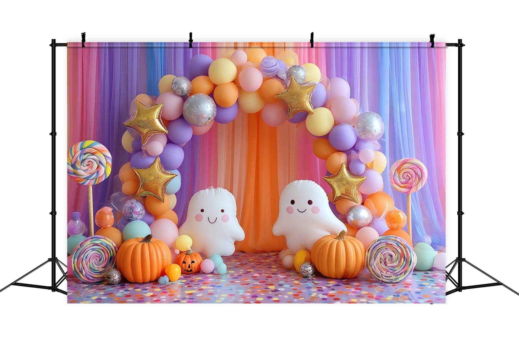 Cake Smash Studiohintergründe Bunte Süßigkeiten Geisterparty Happy Birthday Fotohintergrund TWW59-231