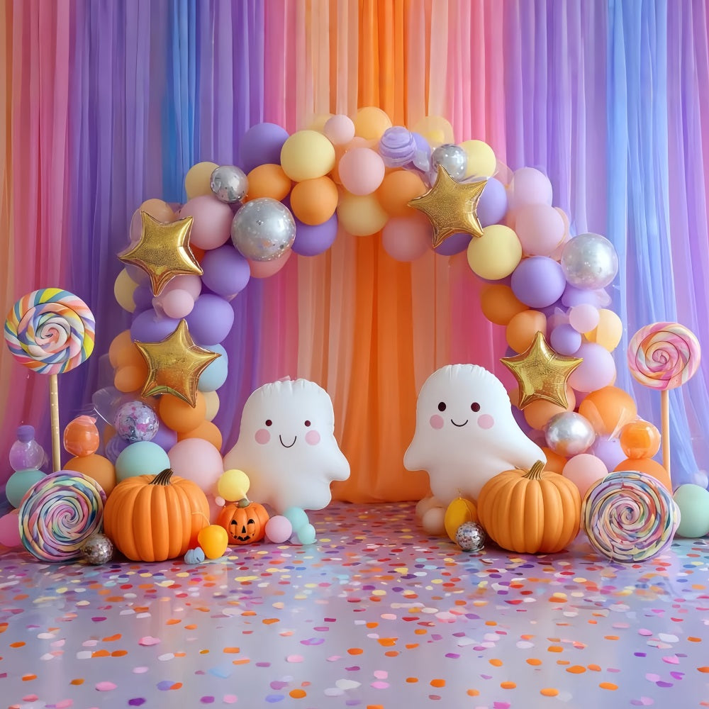 Cake Smash Studiohintergründe Bunte Süßigkeiten Geisterparty Happy Birthday Fotohintergrund TWW59-231