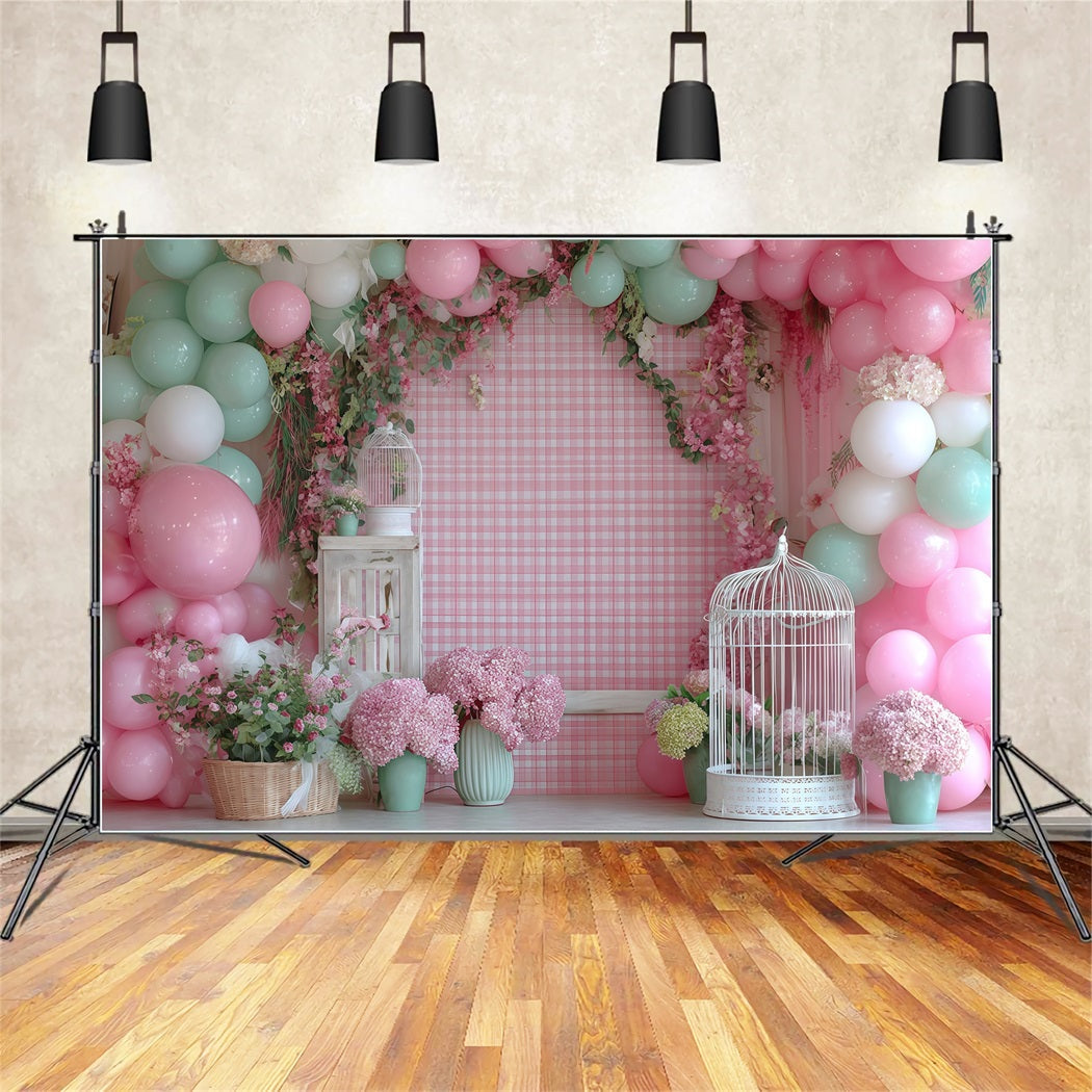 Cake Smash Fotohintergrund Pastellfarbener Garten Ballonblüte Geburtstag Fotohintergrund TWW59-232