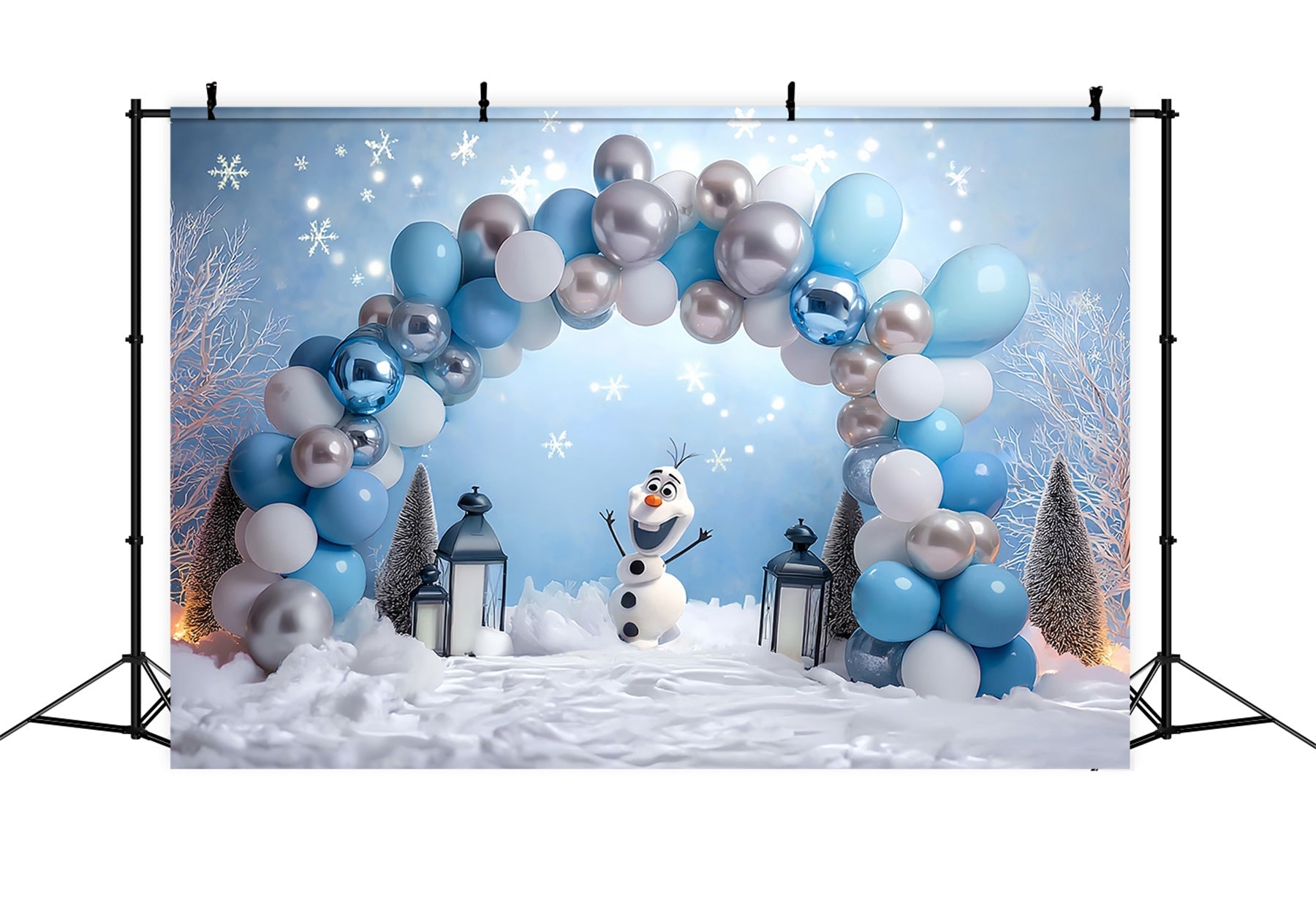 Cake Smash Studiohintergründe Schneemann Winter Ballonbogen Fotohintergrund für Geburtstag TWW59-235