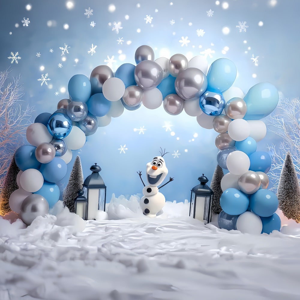 Cake Smash Studiohintergründe Schneemann Winter Ballonbogen Fotohintergrund für Geburtstag TWW59-235