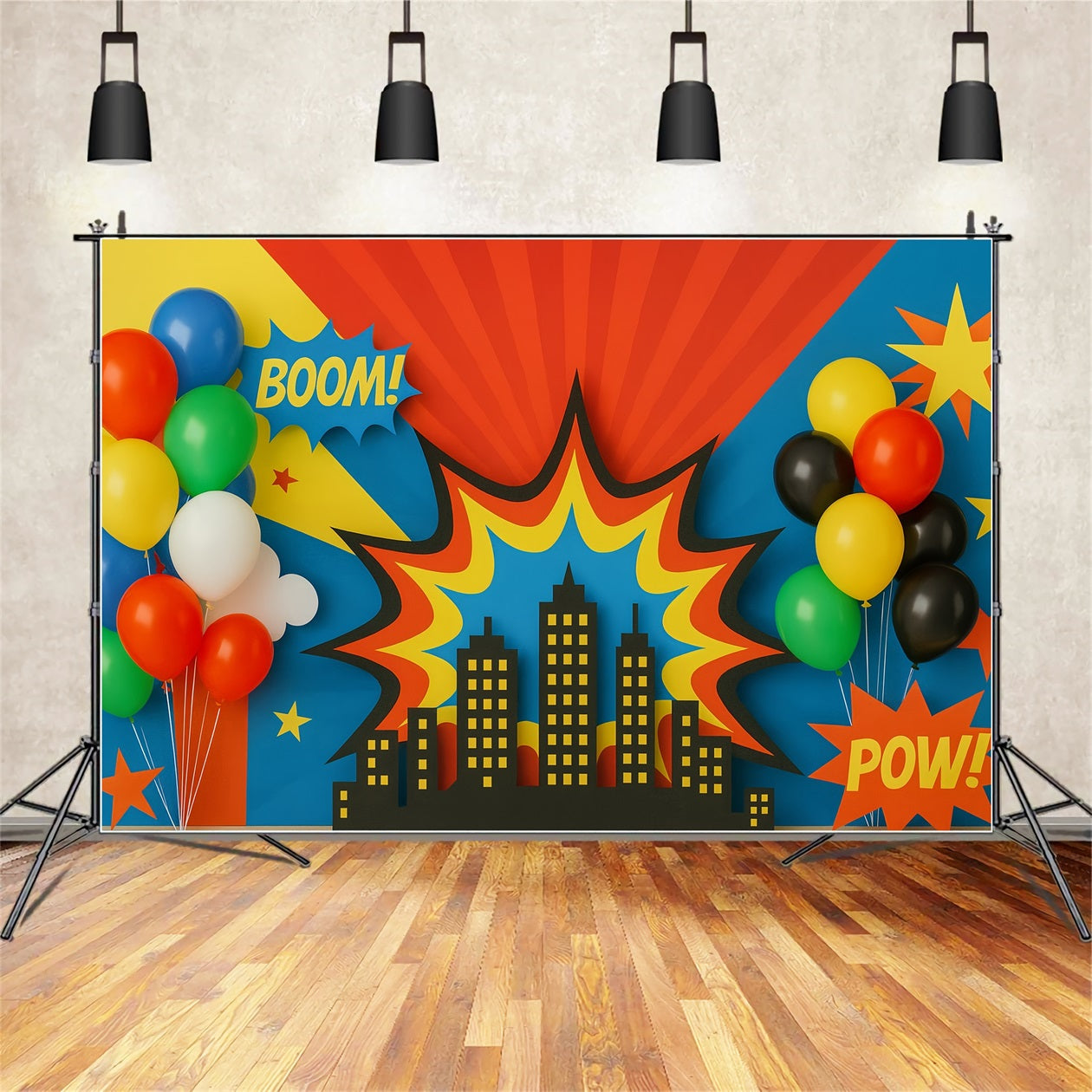 Cake Smash Fotohintergrund Bunte Ballons Stadt Burst Smash Cake Fotohintergrund TWW59-236