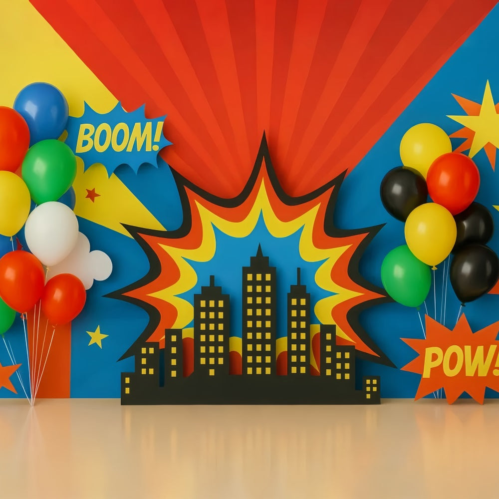 Cake Smash Fotohintergrund Bunte Ballons Stadt Burst Smash Cake Fotohintergrund TWW59-236