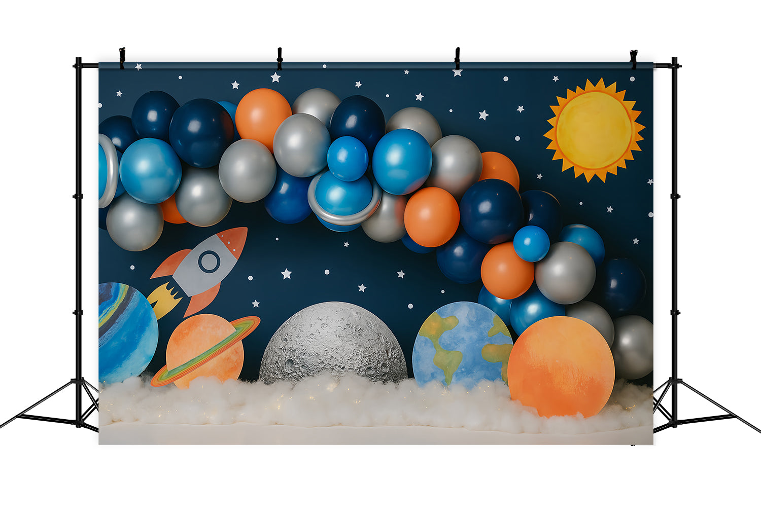 Kuchen-Smash-Fotohintergrund Junge Weltraum Galaxie Rakete Abenteuer Geburtstag Fotohintergrund TWW59-239