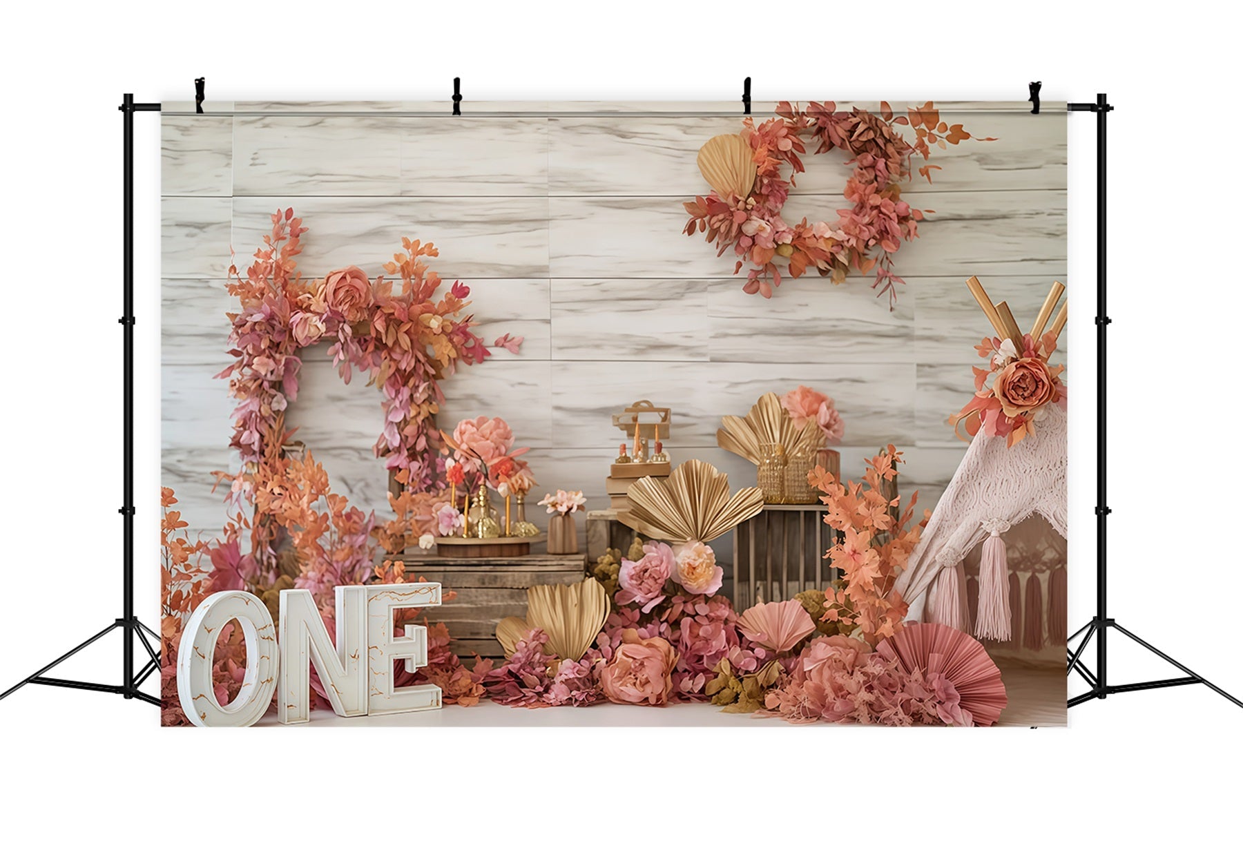 Kuchenfotografie-Studiohintergründe Herbstblumen Rustikaler Charme 1. Geburtstag-Fotohintergrund TWW59-241