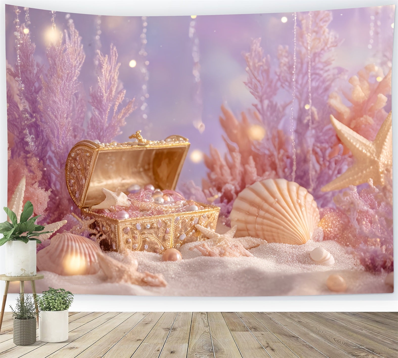 Cake Smash-Fotohintergrund Unterwasser-Schatz Perlen-Fantasie Geburtstag-Fotohintergrund TWW59-243