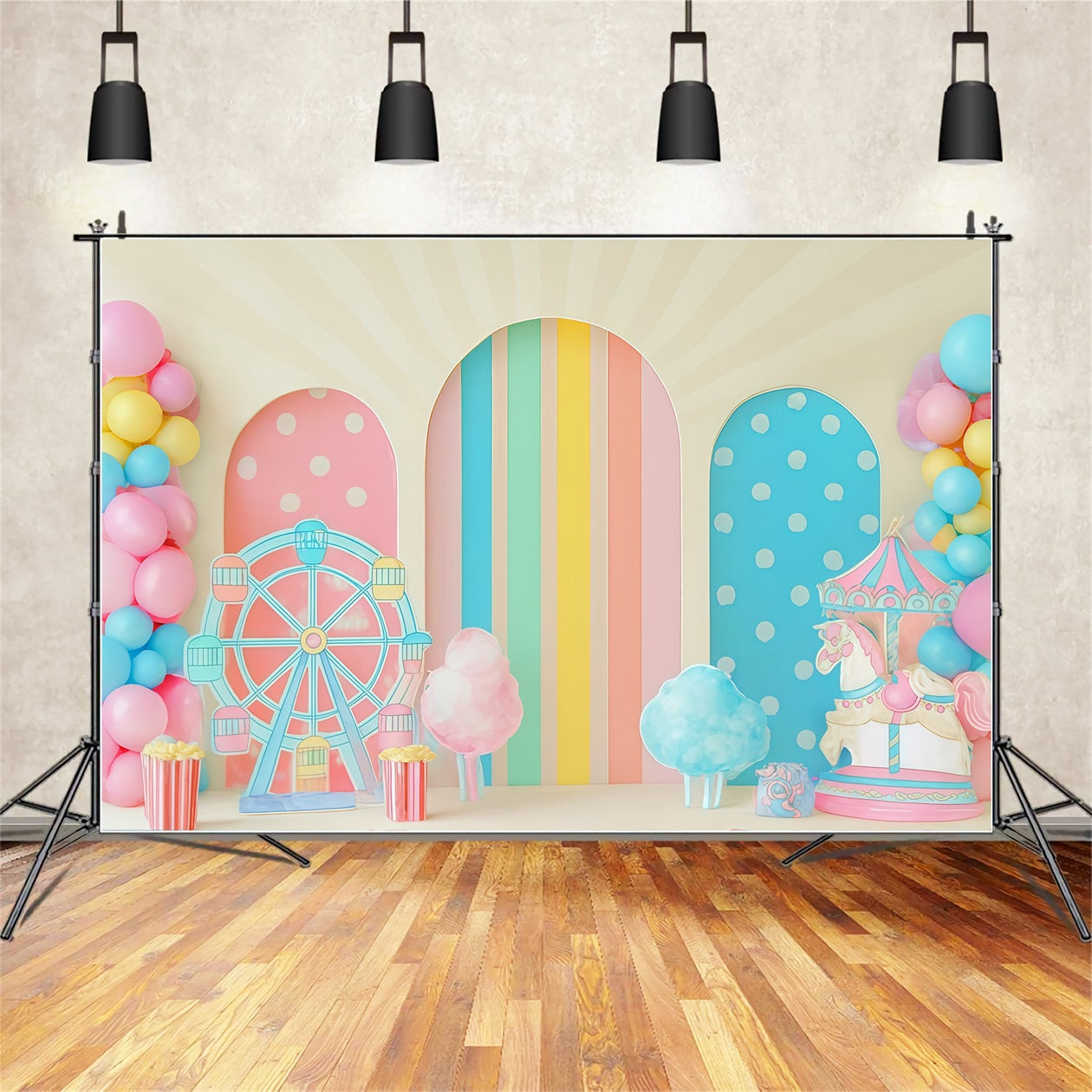 Cake Smash-Studiohintergründe Pastell Karneval Funland Freude Happy Birthday-Fotohintergrund TWW59-244