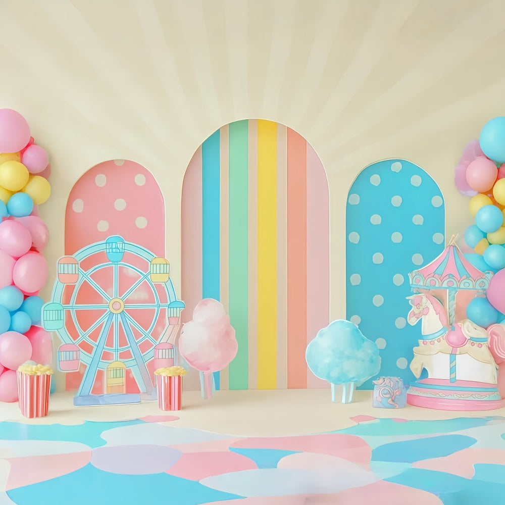 Cake Smash-Studiohintergründe Pastell Karneval Funland Freude Happy Birthday-Fotohintergrund TWW59-244