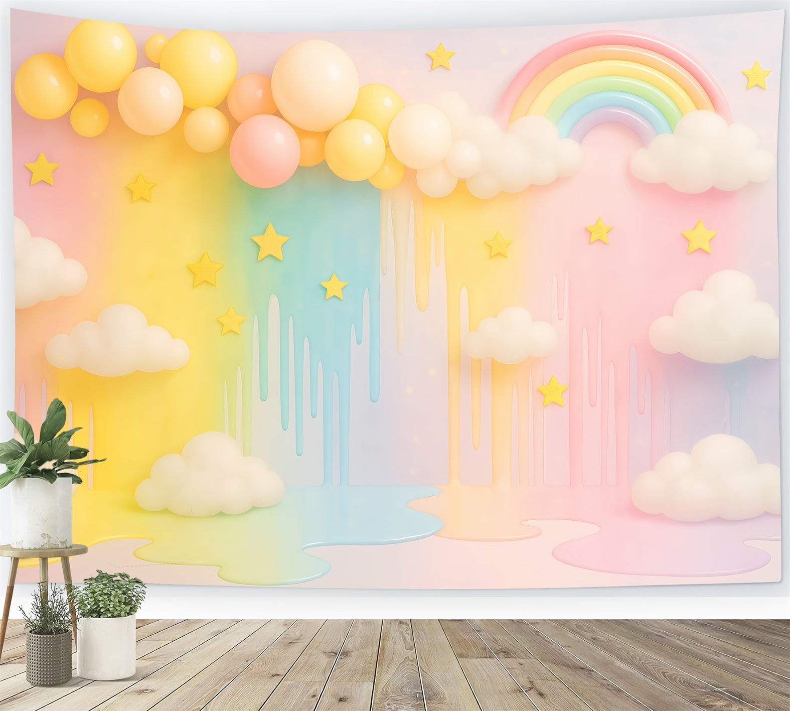 Smash Cake-Fotohintergrund Pastellfarbene Regenbogenwolke Traum Geburtstag-Fotohintergrund TWW59-247