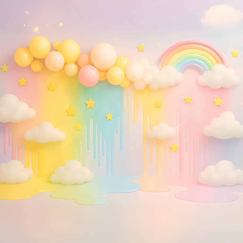 Smash Cake-Fotohintergrund Pastellfarbene Regenbogenwolke Traum Geburtstag-Fotohintergrund TWW59-247
