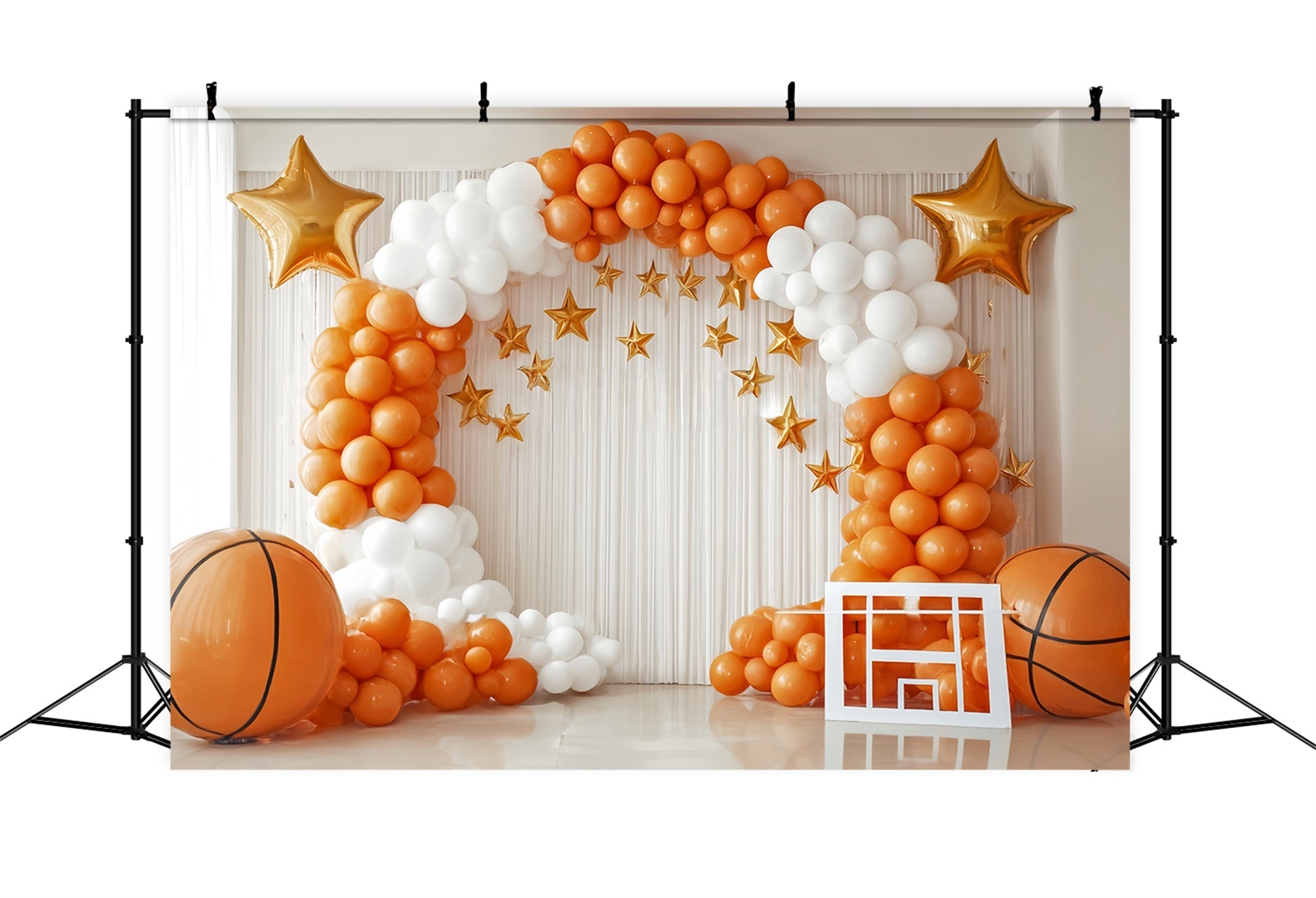 Cake Smash-Studiohintergründe Basketball Star Balloon Arch Fotohintergrund für Geburtstag TWW59-248