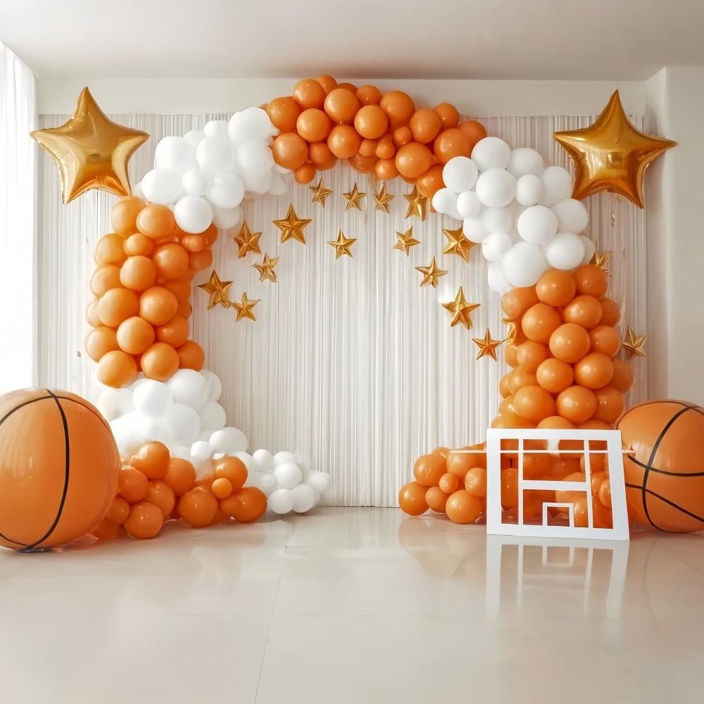 Cake Smash-Studiohintergründe Basketball Star Balloon Arch Fotohintergrund für Geburtstag TWW59-248