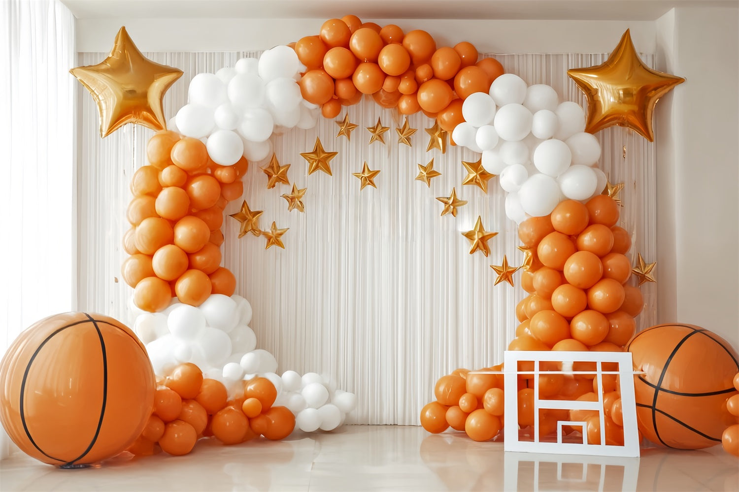 Cake Smash-Studiohintergründe Basketball Star Balloon Arch Fotohintergrund für Geburtstag TWW59-248