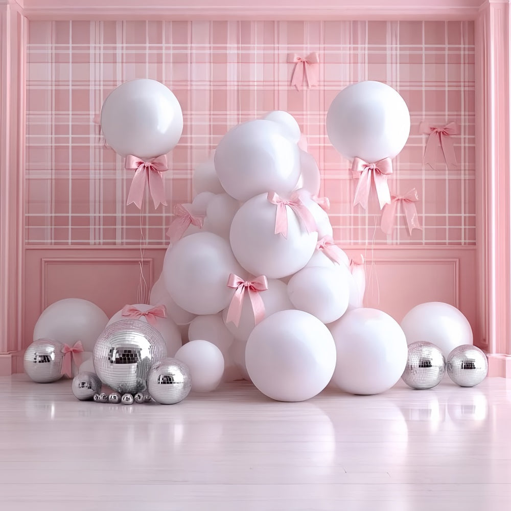 Cake Smash-Fotohintergrund Pink Bow Glam Balloons Smash Cake Fotohintergrund TWW59-249