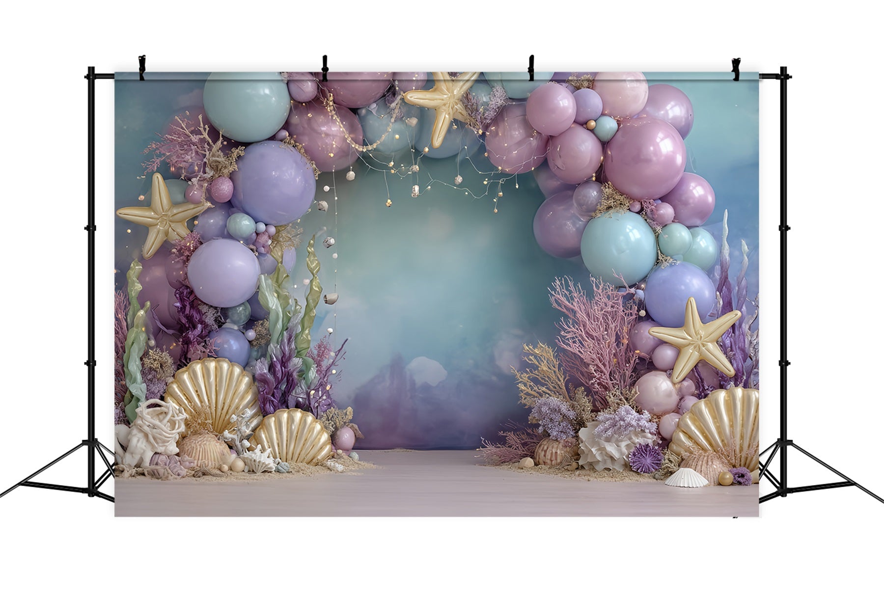 Cake Smash Fotohintergrund Mädchen Meerjungfrau Ozean Fantasie Glow Happy Birthday Fotohintergrund TWW59-253