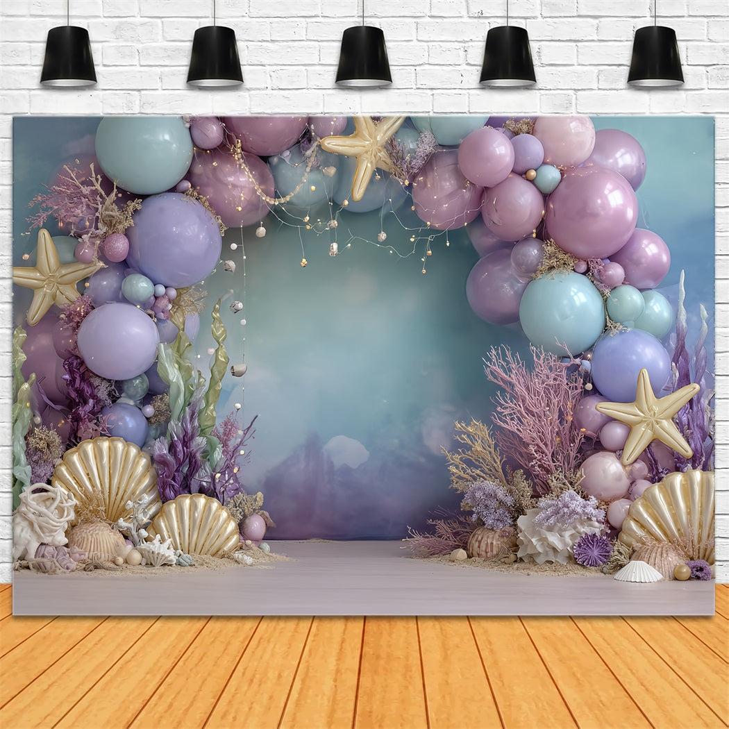 Cake Smash Fotohintergrund Mädchen Meerjungfrau Ozean Fantasie Glow Happy Birthday Fotohintergrund TWW59-253