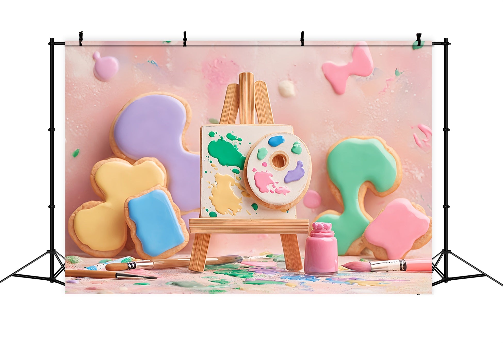 Kuchenfotografie-Studiohintergründe Pastellkunst-Keks-Palette Kuchen-Smash-Fotohintergrund TWW59-254