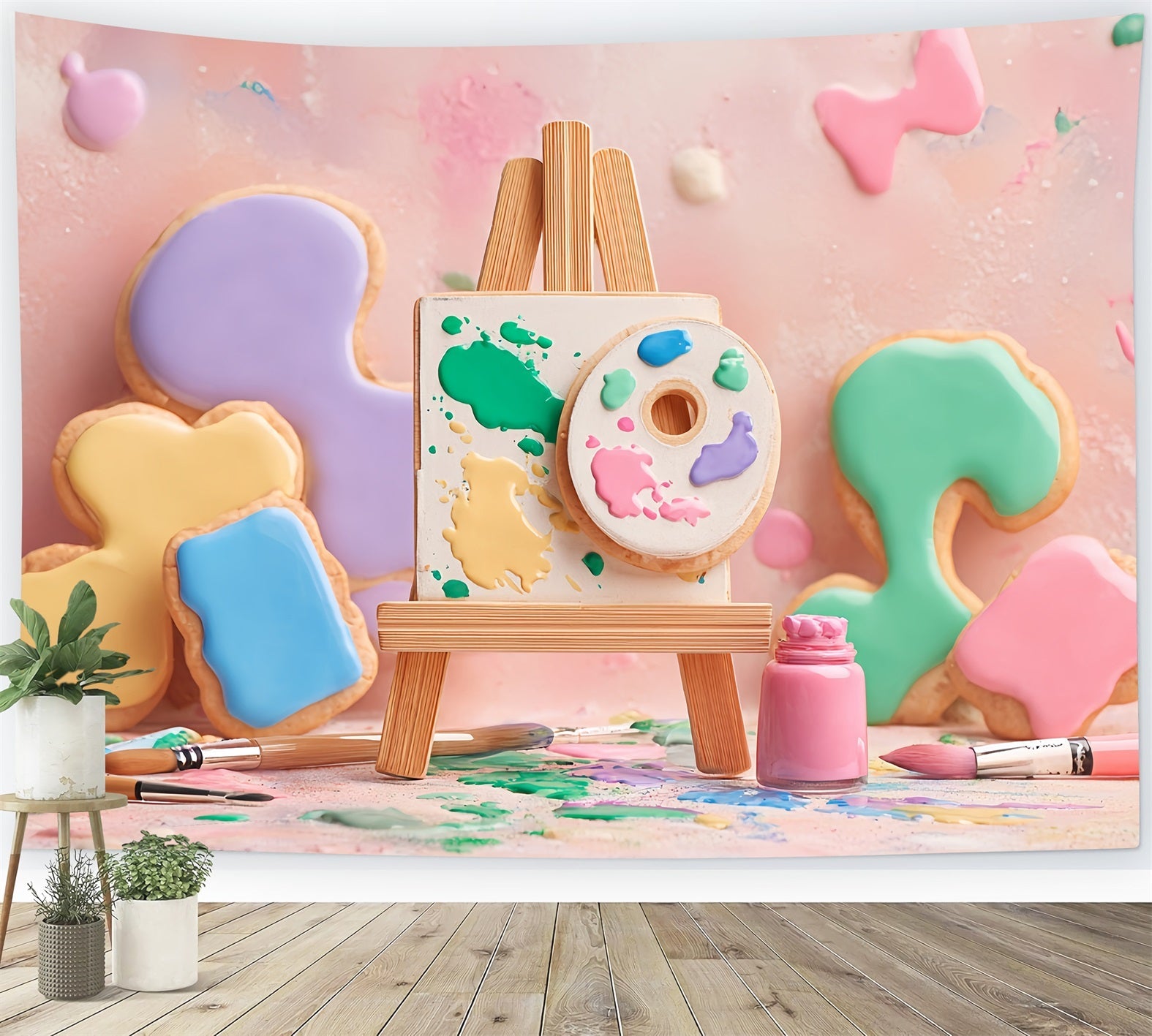 Kuchenfotografie-Studiohintergründe Pastellkunst-Keks-Palette Kuchen-Smash-Fotohintergrund TWW59-254