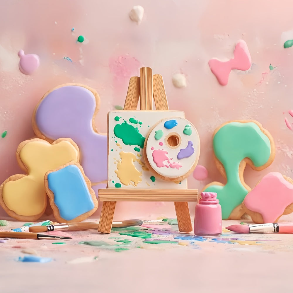 Kuchenfotografie-Studiohintergründe Pastellkunst-Keks-Palette Kuchen-Smash-Fotohintergrund TWW59-254