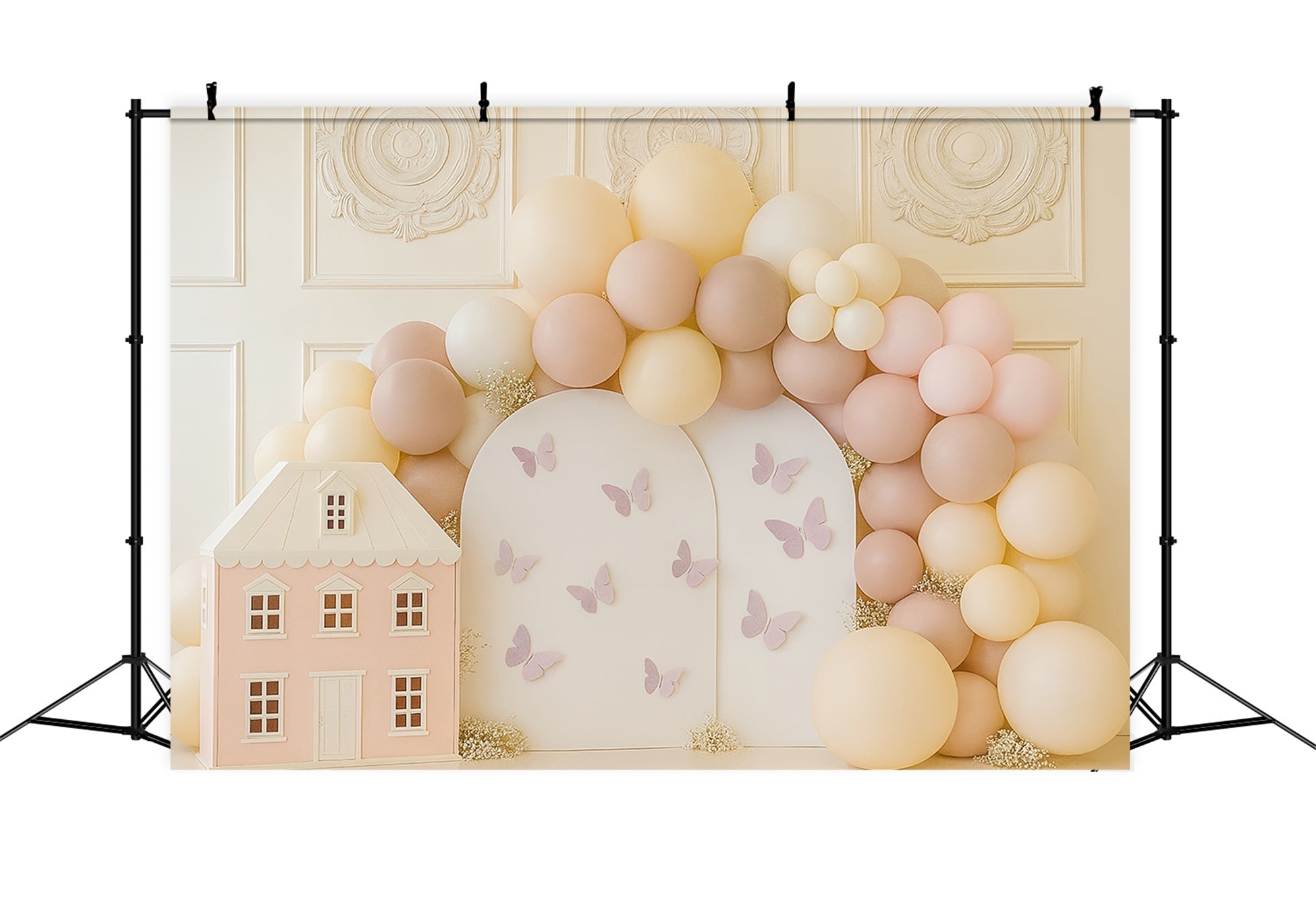 Kuchen-Smash-Studiohintergründe Schmetterlingshaus Ballongarten Happy Birthday Fotohintergrund TWW59-257