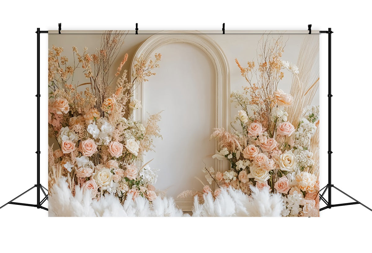 Hochzeits-Boho-Fotohintergrund Blush Rose Arch Floral Elegance Hochzeitshintergrund TWW59-35