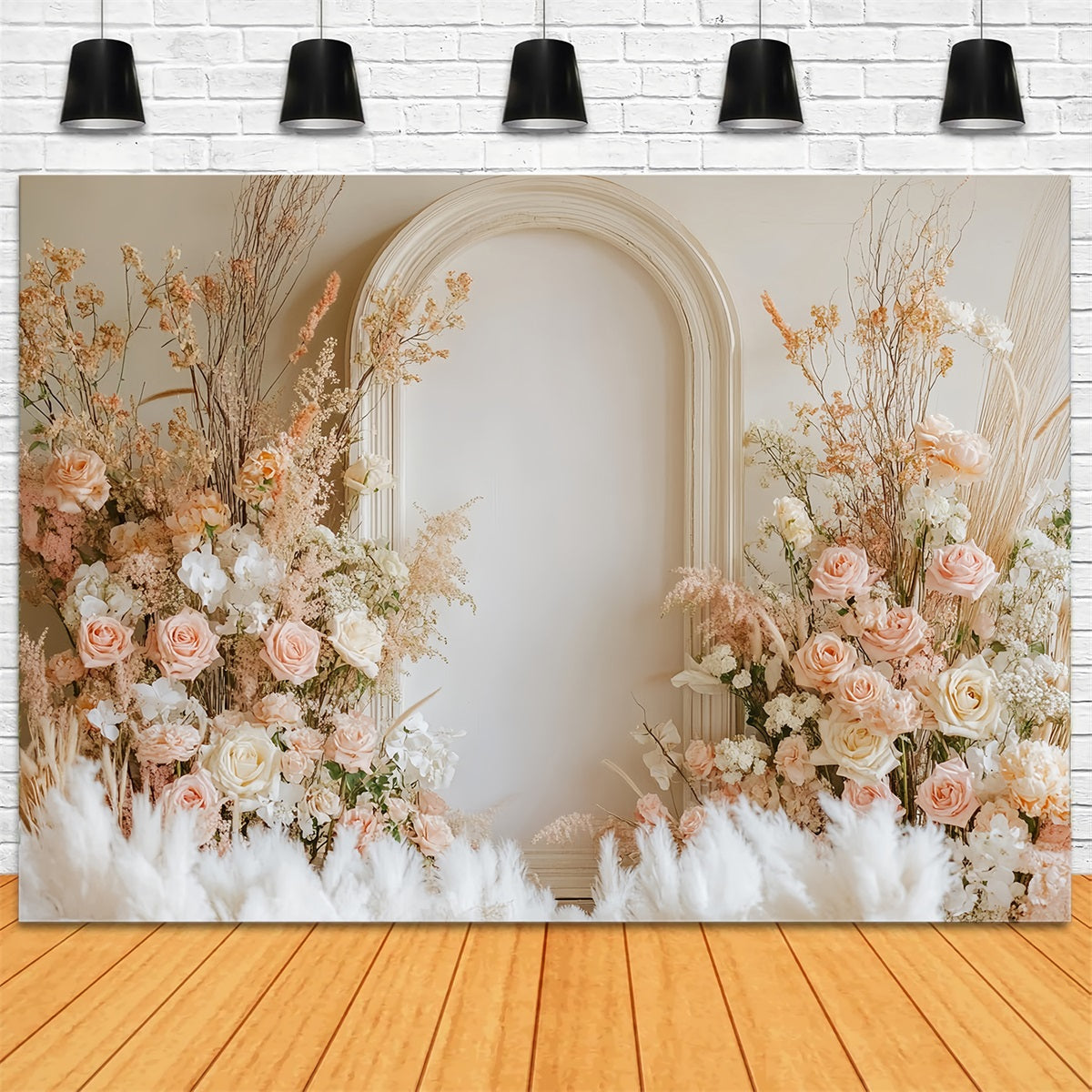 Hochzeits-Boho-Fotohintergrund Blush Rose Arch Floral Elegance Hochzeitshintergrund TWW59-35