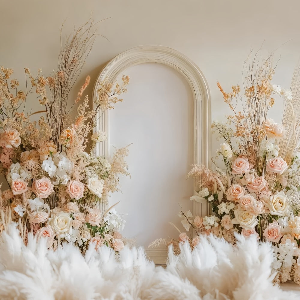 Hochzeits-Boho-Fotohintergrund Blush Rose Arch Floral Elegance Hochzeitshintergrund TWW59-35
