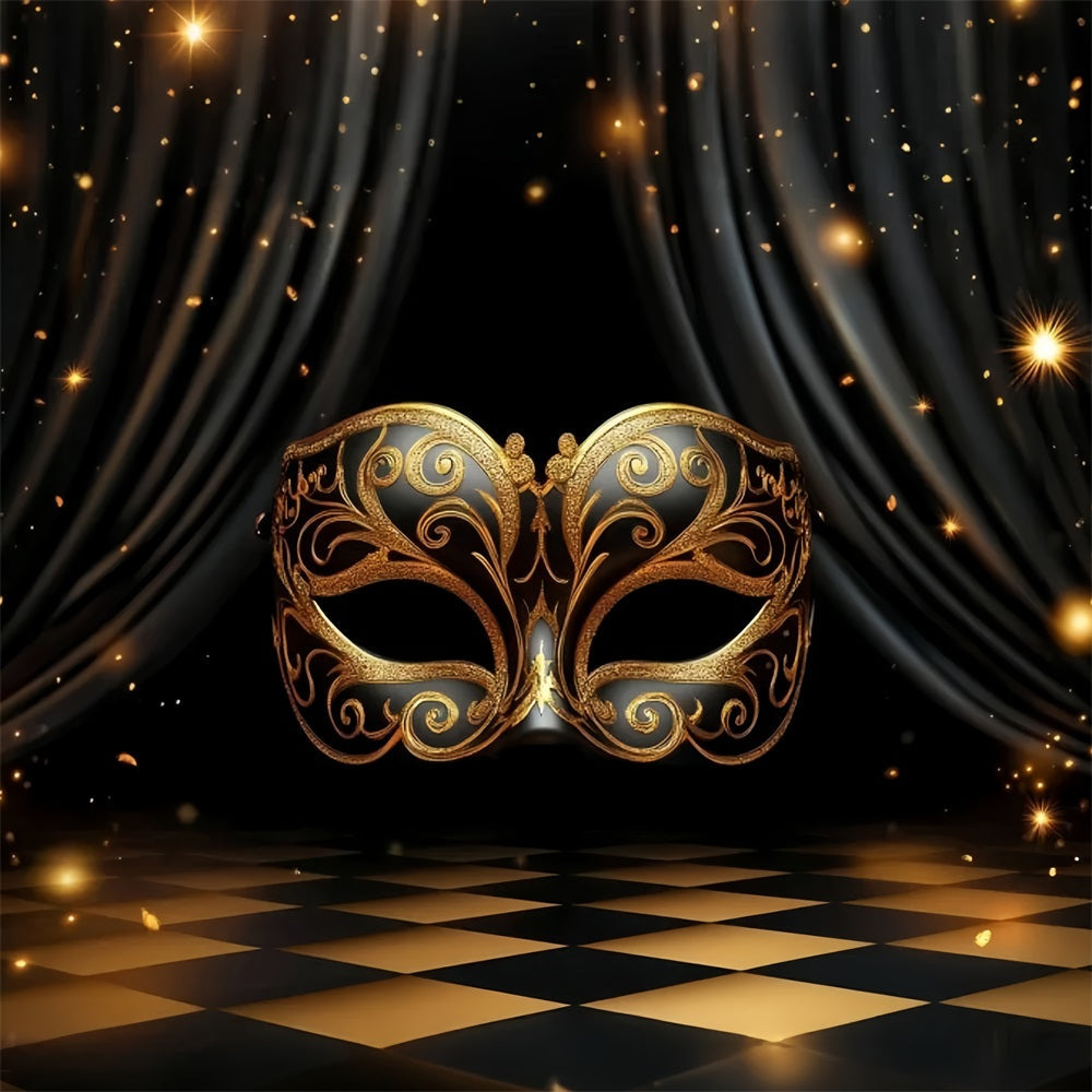 Maskenkarneval-Fotohintergrund Golden verziert Maskenball Karneval-Fotohintergrund Ideen TWW59-4