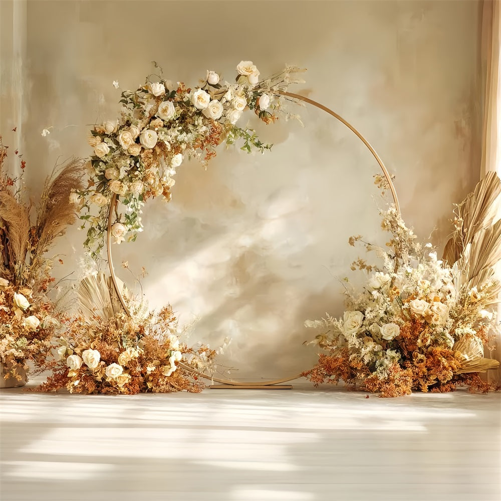 Hochzeitskulisse Goldener Blumenrundbogen Hochzeitskulissen TWW59-42