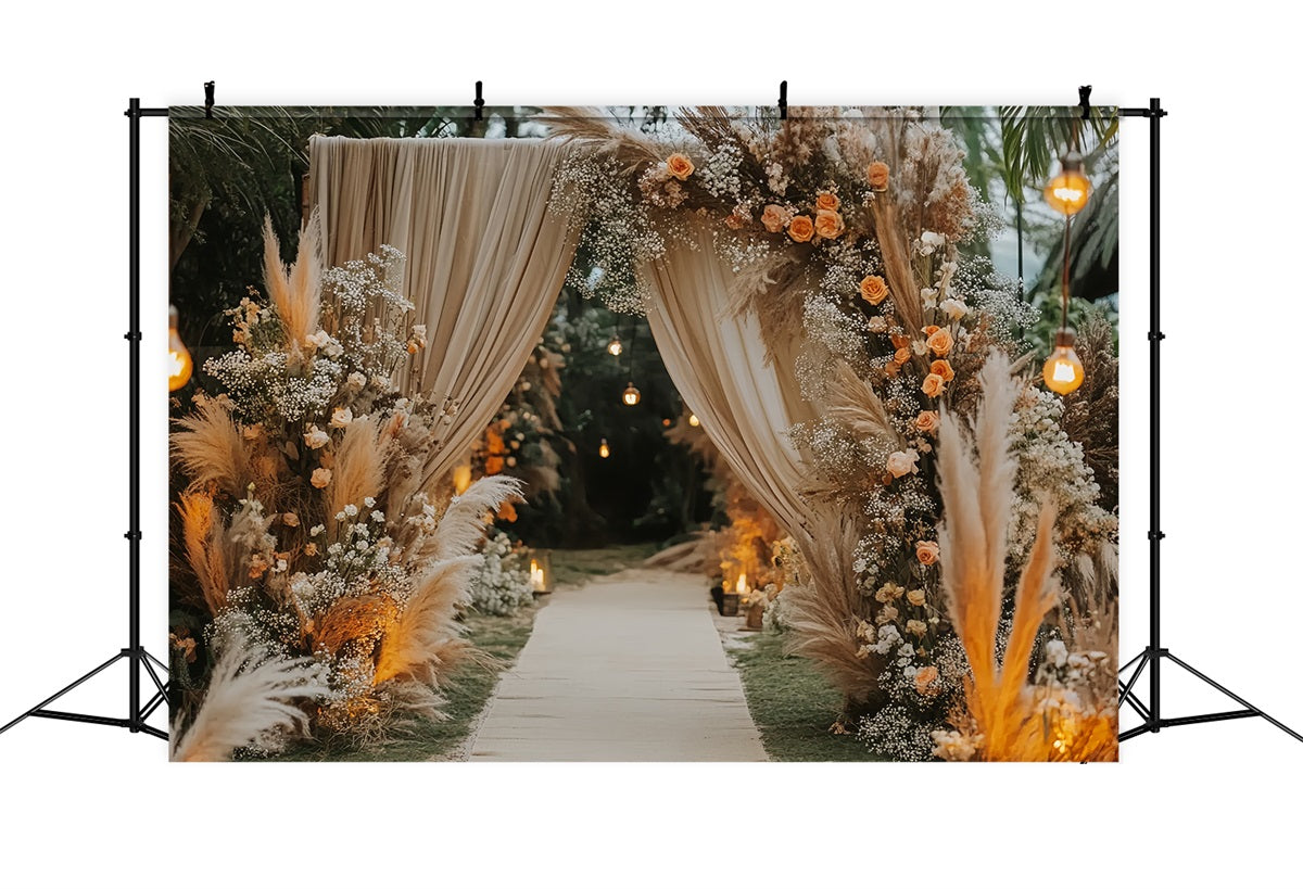 Hochzeit Boho-Fotohintergrund Bohemian Pampas Gang Eingang Hochzeitshintergrund TWW59-45