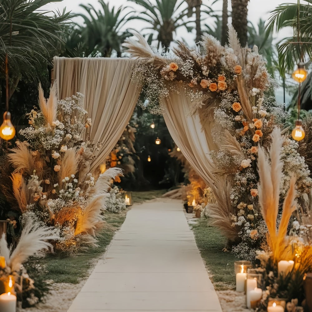 Hochzeit Boho-Fotohintergrund Bohemian Pampas Gang Eingang Hochzeitshintergrund TWW59-45