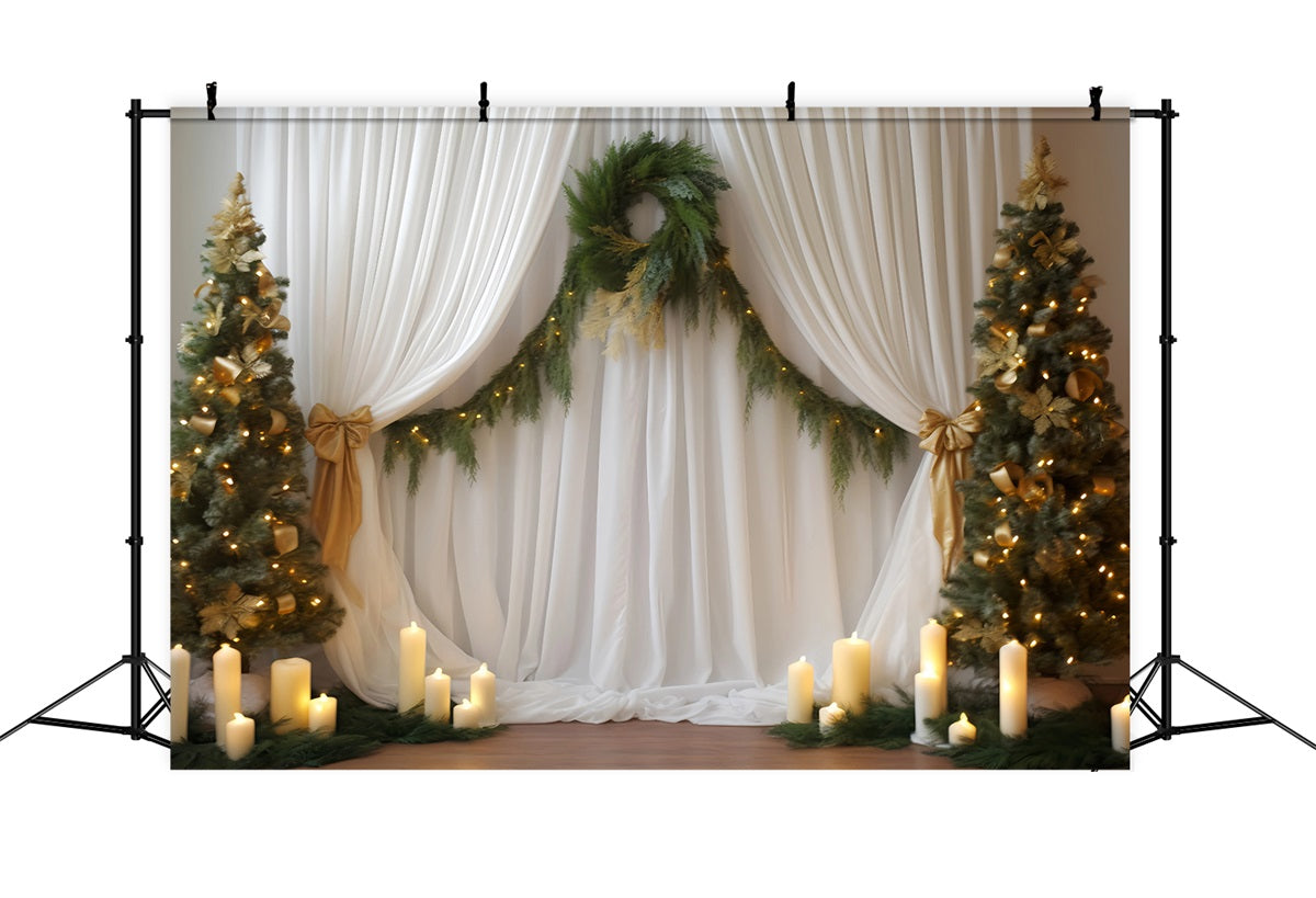 Hochzeit Weihnachtshintergrund Kerzenlicht Immergrüne Vorhänge Hochzeitshintergrund TWW59-55