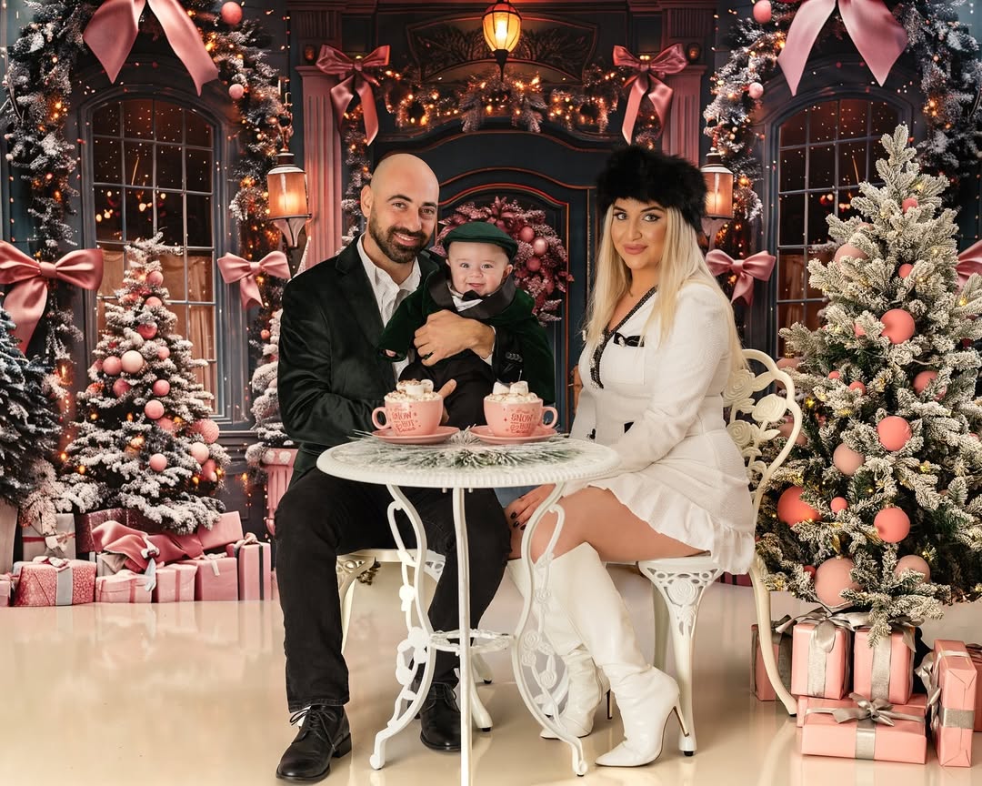 Weihnachten Elegante rosa Schleife Tür Dekor Hintergrund RR7-566