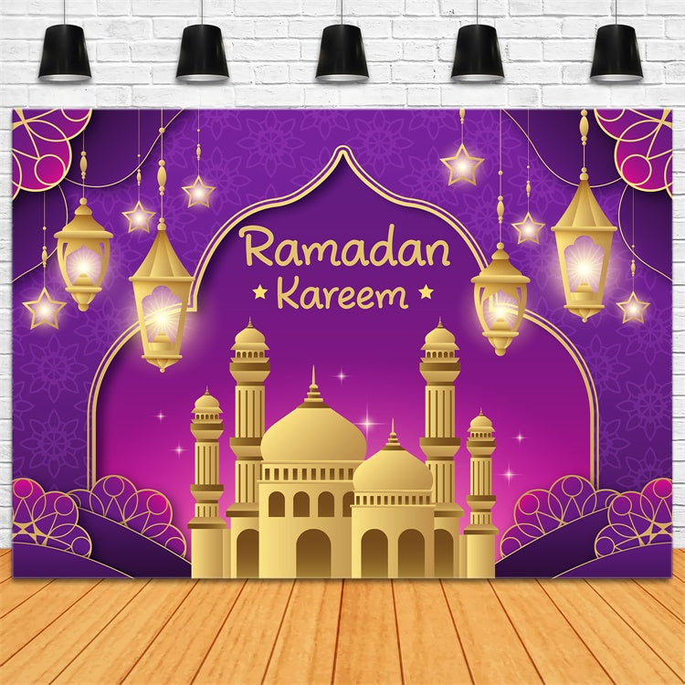 Ramadan Backdrops Königlich Lila Gold Ramadan Backdrop XY2-105