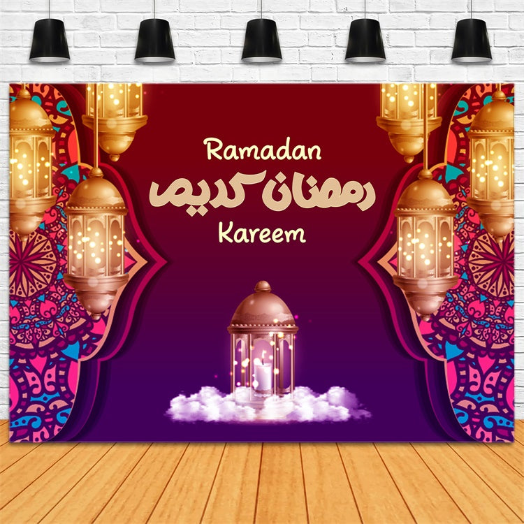 Ramadan Backdrops Tiefrote Laterne Glühen Backdrop XY2-106