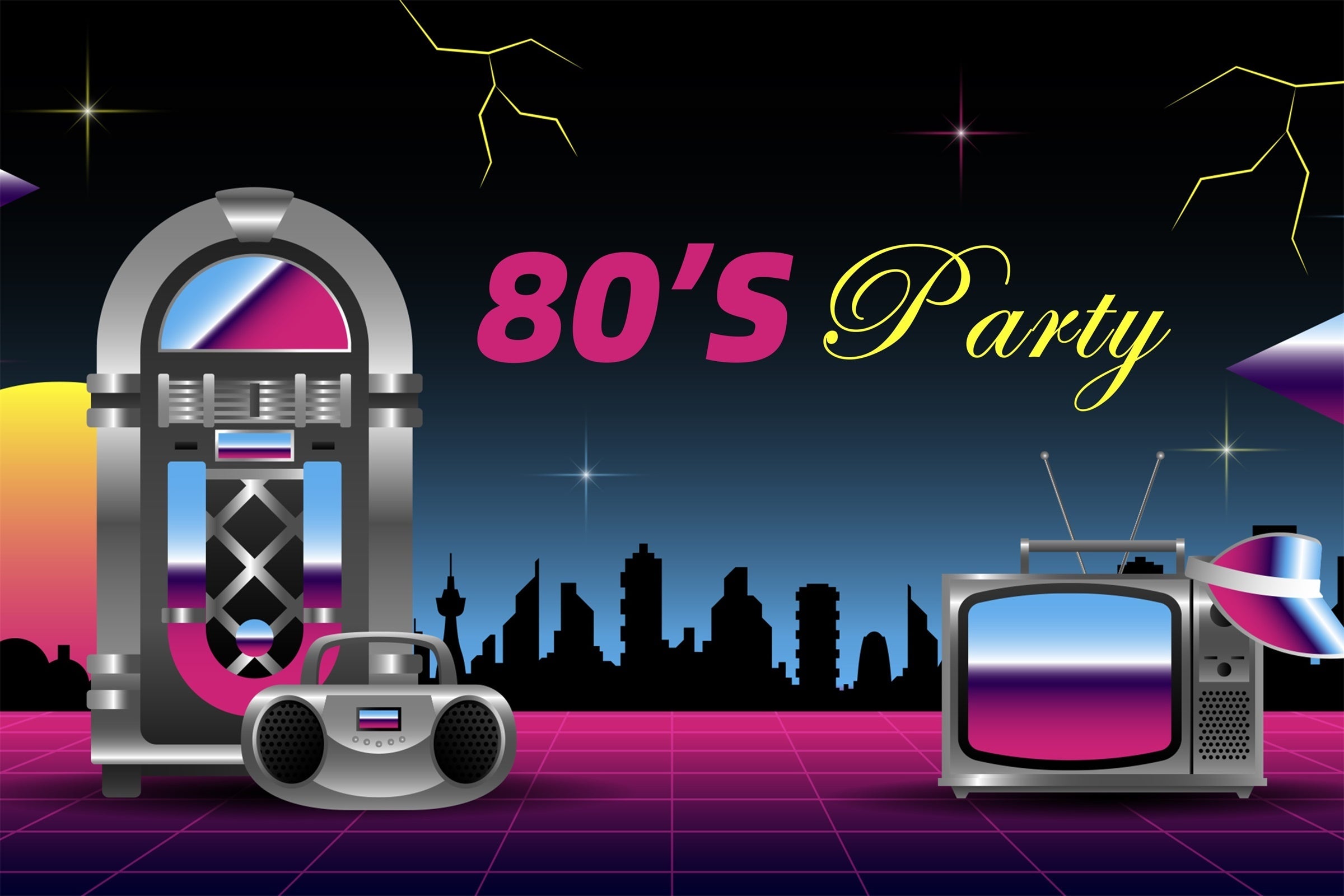 Tanz Party Backdrops Retro 80er Musik Party Backdrop XY2-120