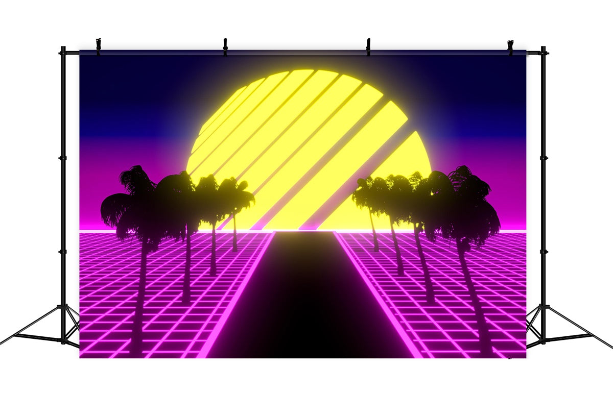 Tanz-Fotohintergrund Neon-Leuchtpalme Straßenhintergrund XY2-122