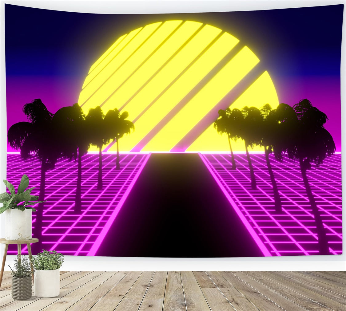 Tanz-Fotohintergrund Neon-Leuchtpalme Straßenhintergrund XY2-122