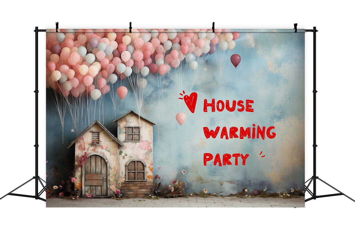 Housewarming Backdrop Verträumte Pastell Ballon Landhaus Backdrop XY2-128