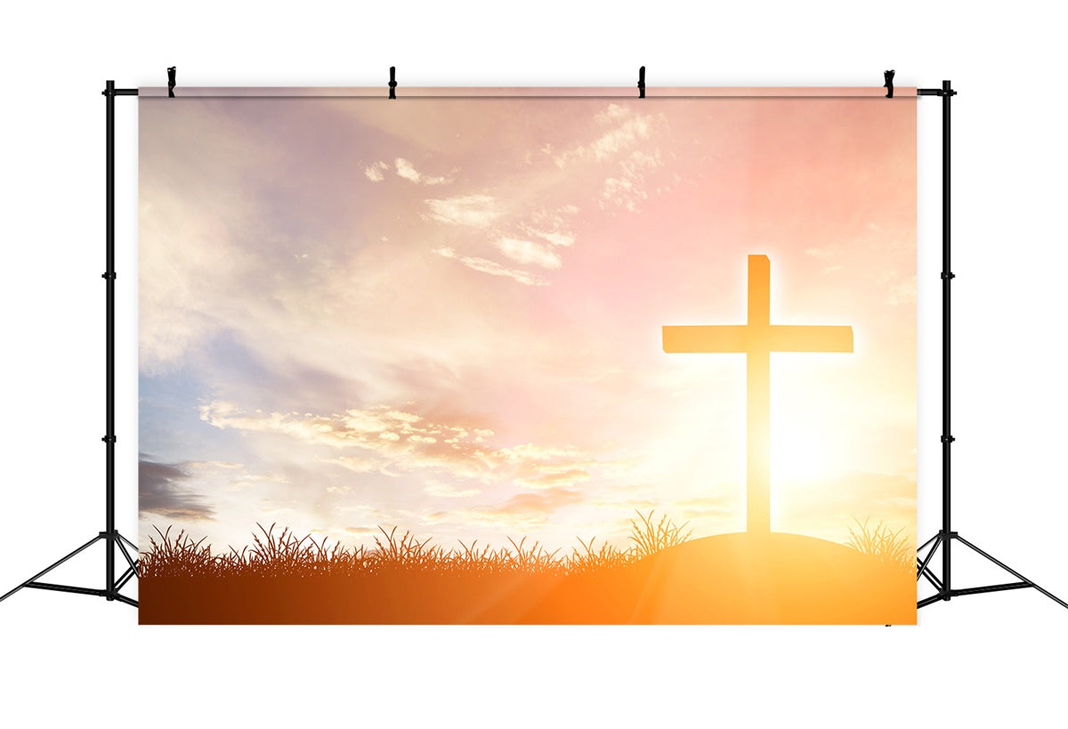 Gedenkkulisse Sonnenaufgang Kreuz Hoffnungsvoll Glow Kulisse XY2-143