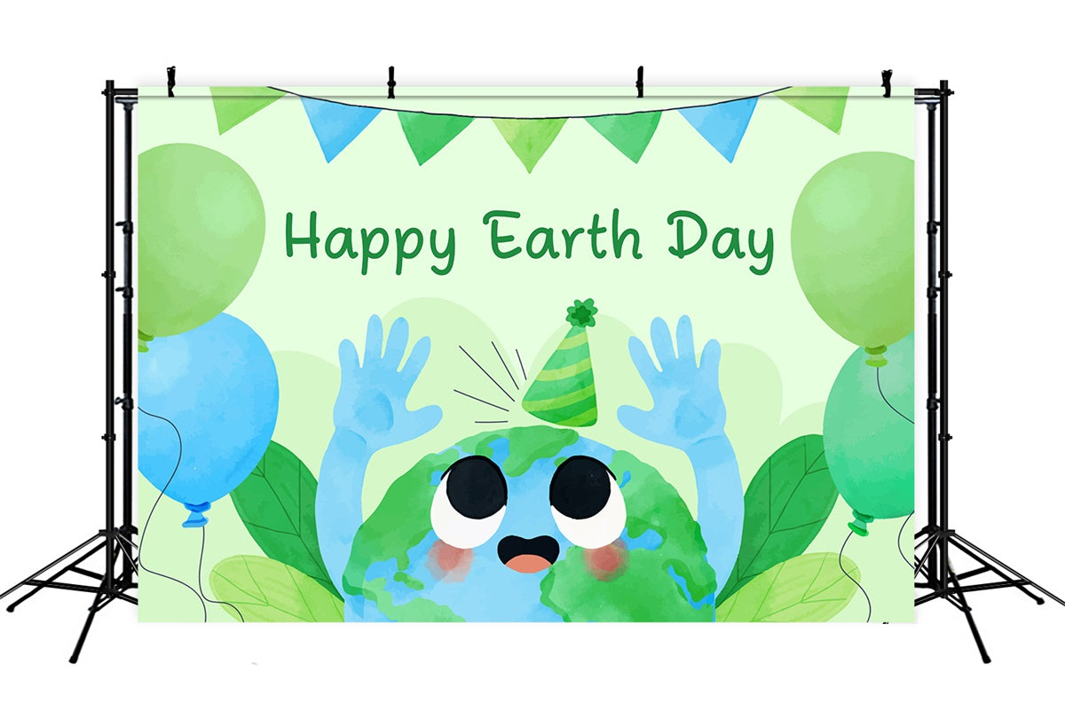 Happy Earth Day Backdrop Grüner Cartoon-Feier-Hintergrund XY2-15