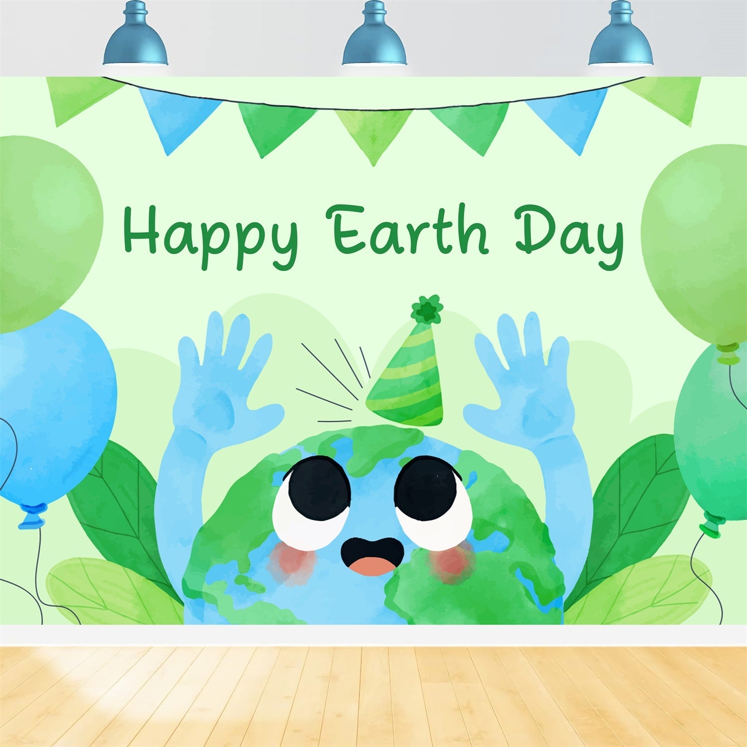 Happy Earth Day Backdrop Grüner Cartoon-Feier-Hintergrund XY2-15