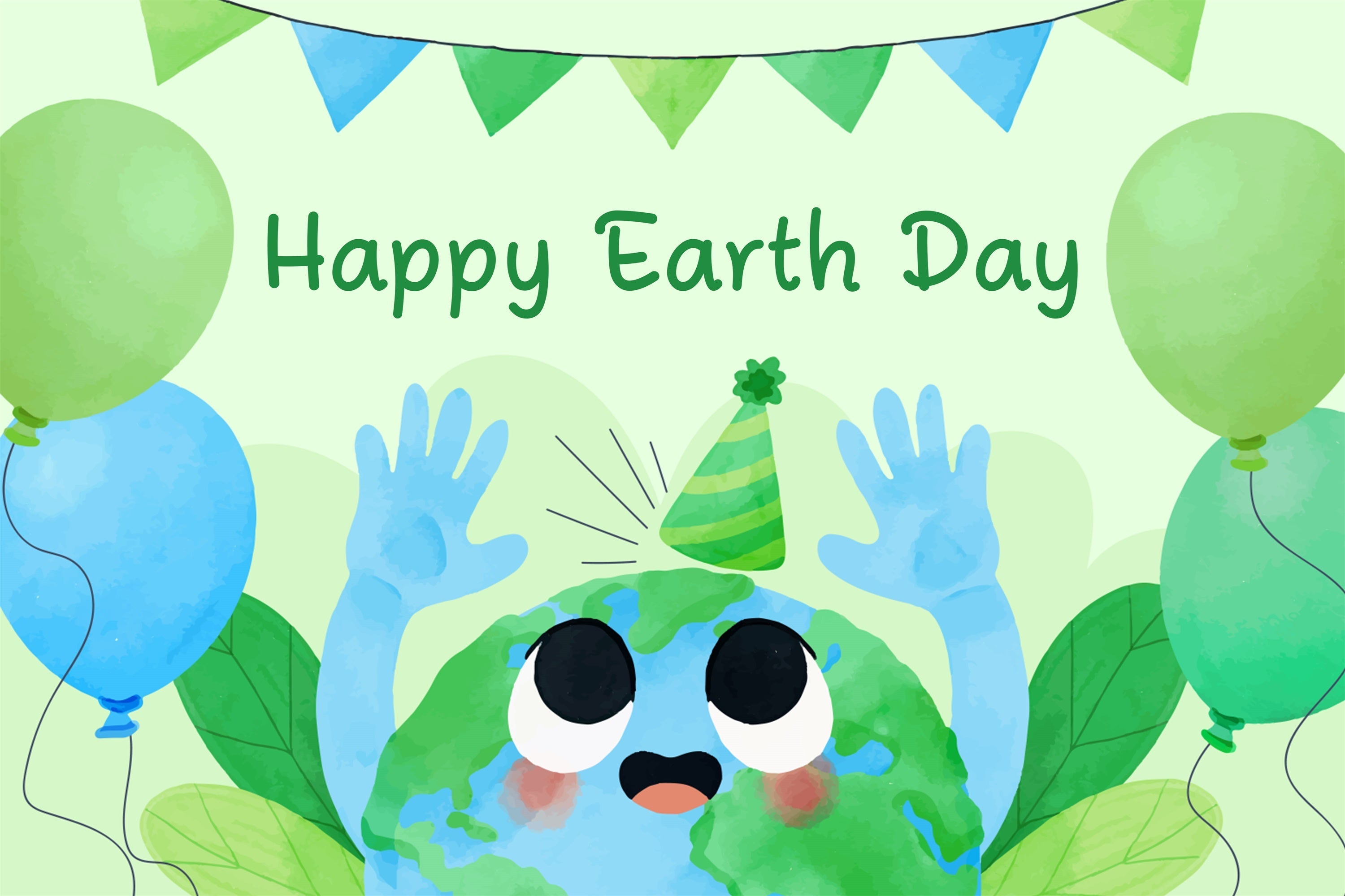 Happy Earth Day Backdrop Grüner Cartoon-Feier-Hintergrund XY2-15