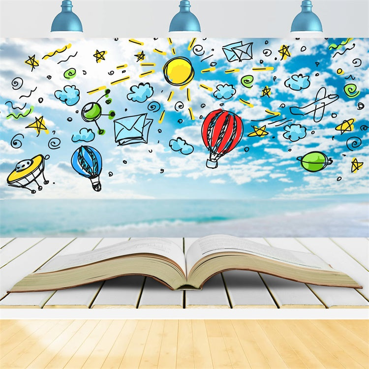 Welttag des Buches Backdrop Verträumter Himmel Fantasy Buch Backdrop XY2-61
