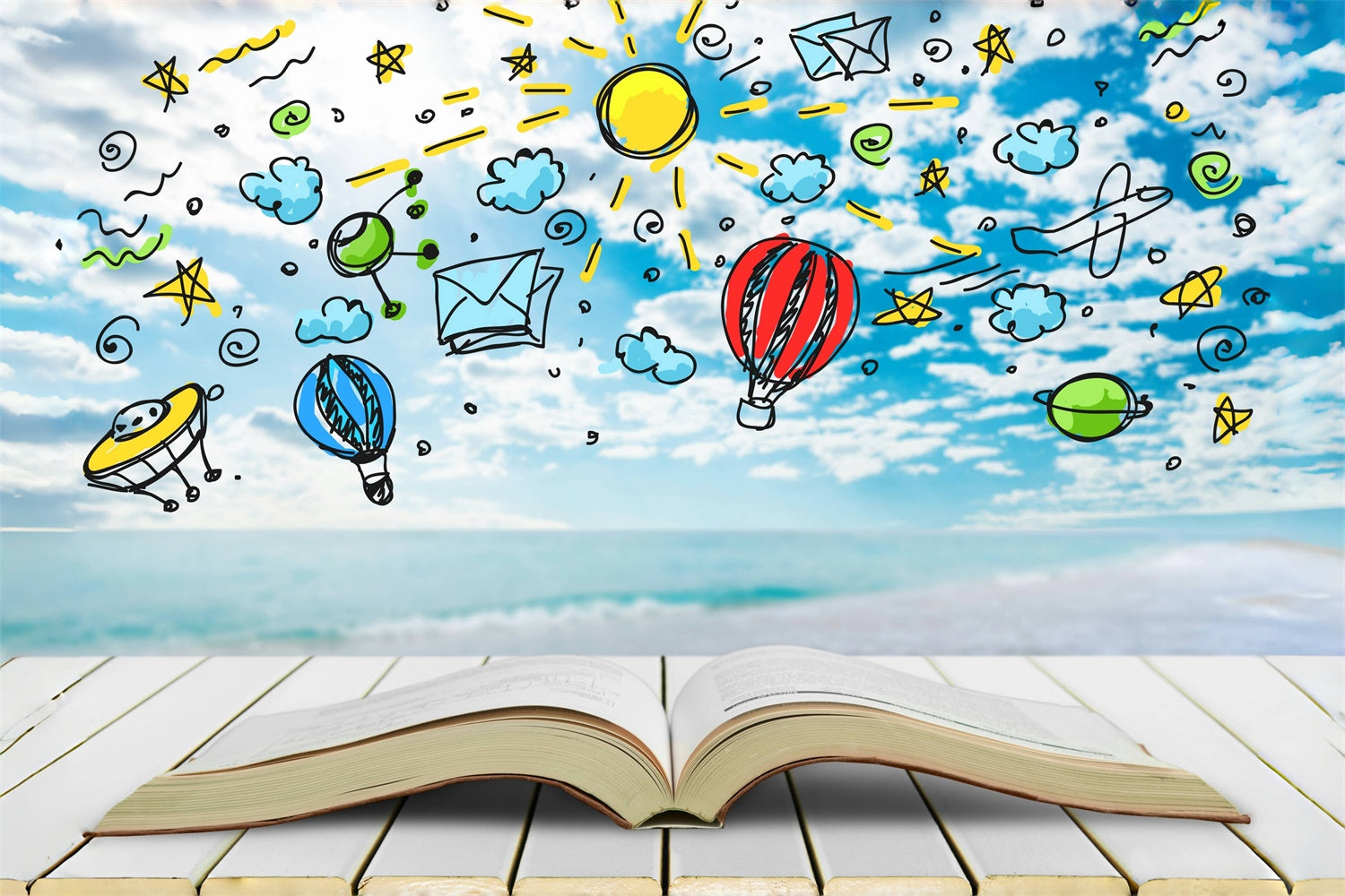 Welttag des Buches Backdrop Verträumter Himmel Fantasy Buch Backdrop XY2-61