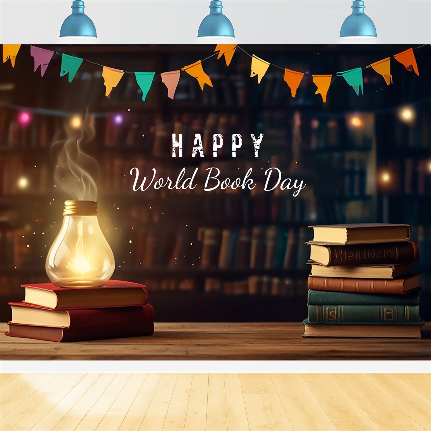 Welttag des Buches Backdrop Vintage Bibliothek Warm Glow Backdrop XY2-64