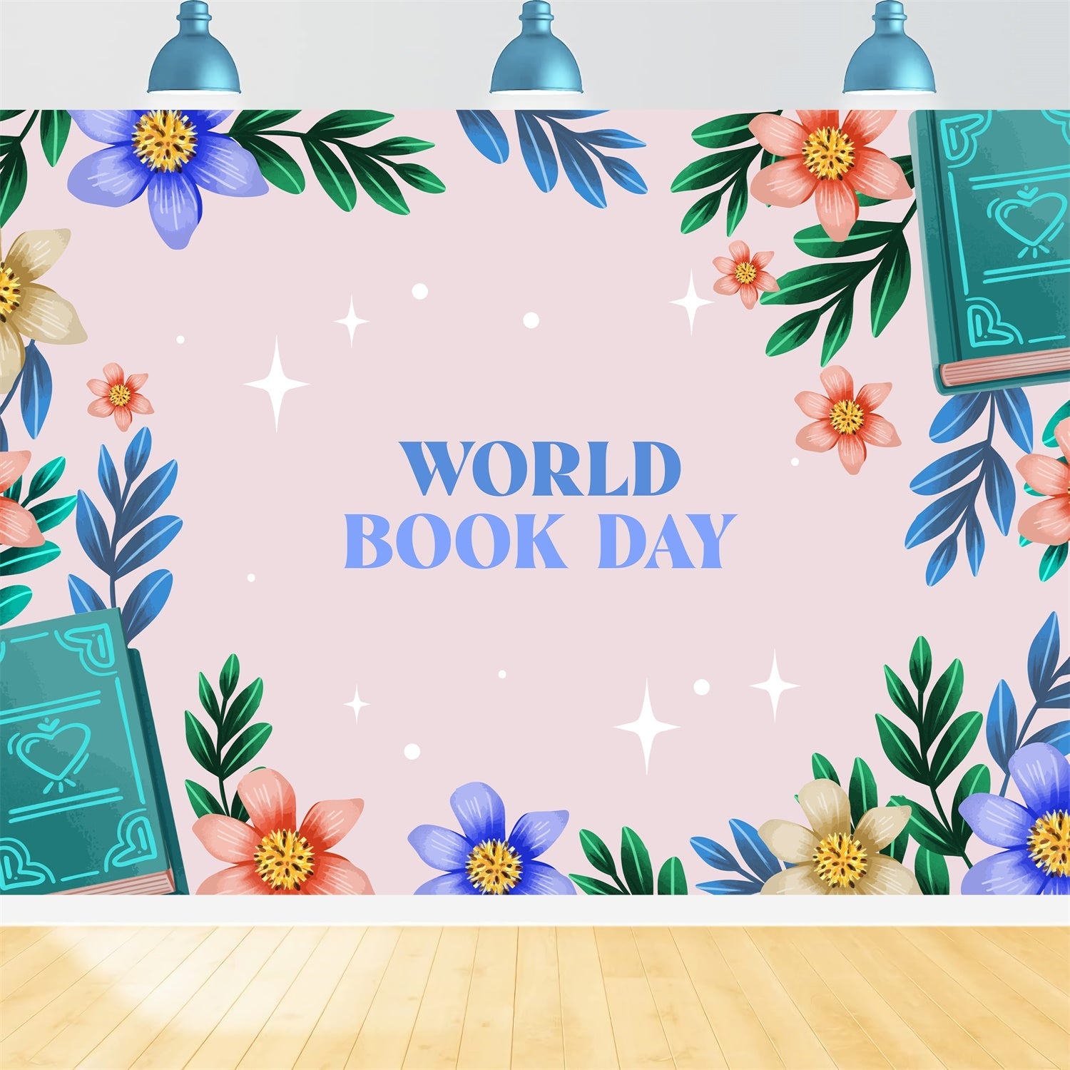 Welttag des Buches Backdrop Elegant Floral Frame Bücher Backdrop XY2-66