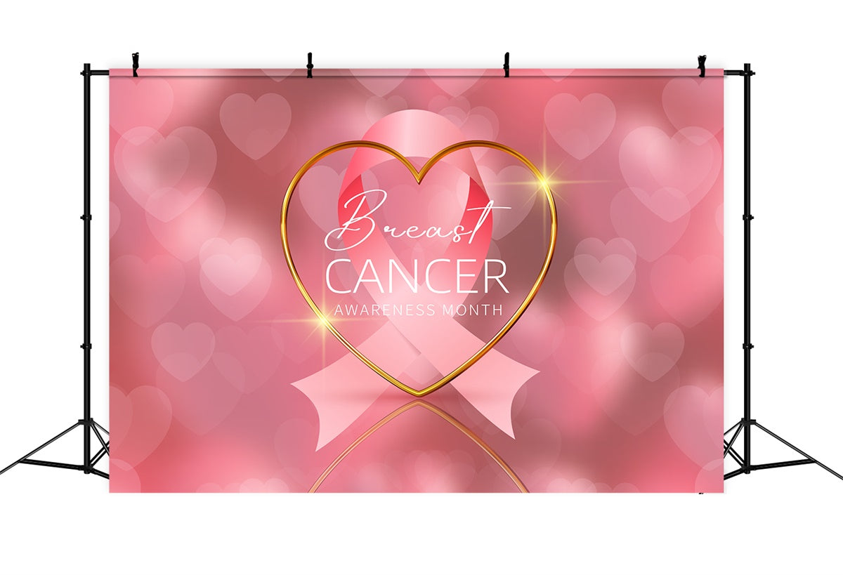 Breast Cancer Awareness Fotohintergrund Sparkling Heart Pink Backdrop XY2-7