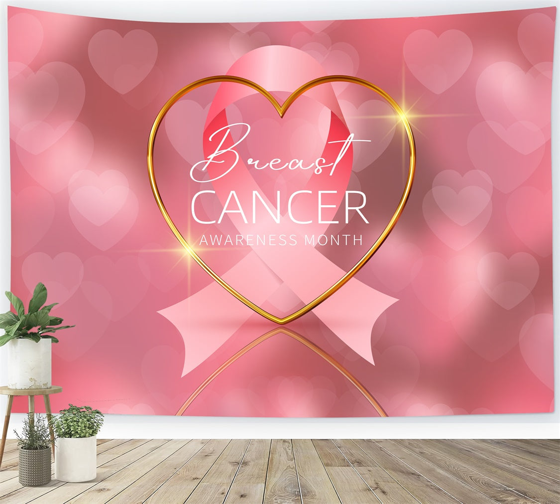 Breast Cancer Awareness Fotohintergrund Sparkling Heart Pink Backdrop XY2-7